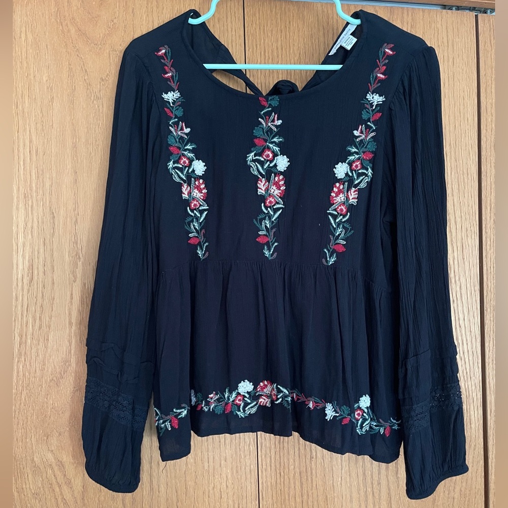 Embroidered Black Blouse